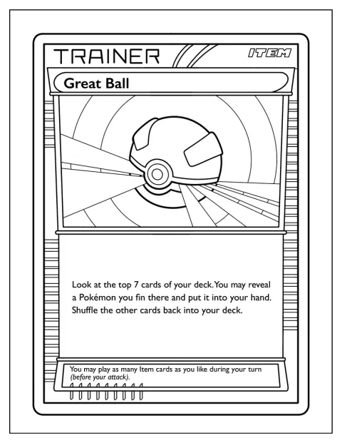 Egy Pokémon-kártyán Great Ball látható.