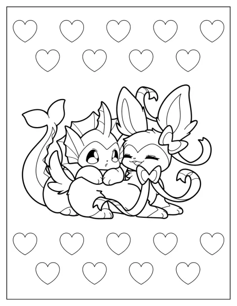 Sylveon Vaporeon mellett áll.
