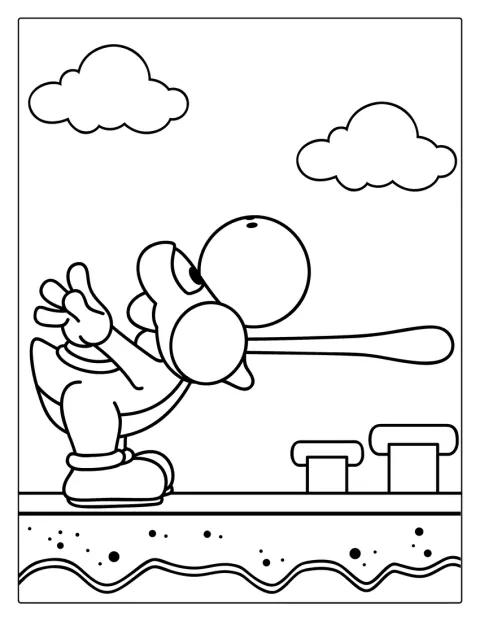 Yoshi With Tongue Out Coloring Sheet