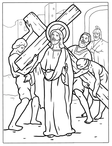 Una ilustración representa las estaciones del vía crucis.