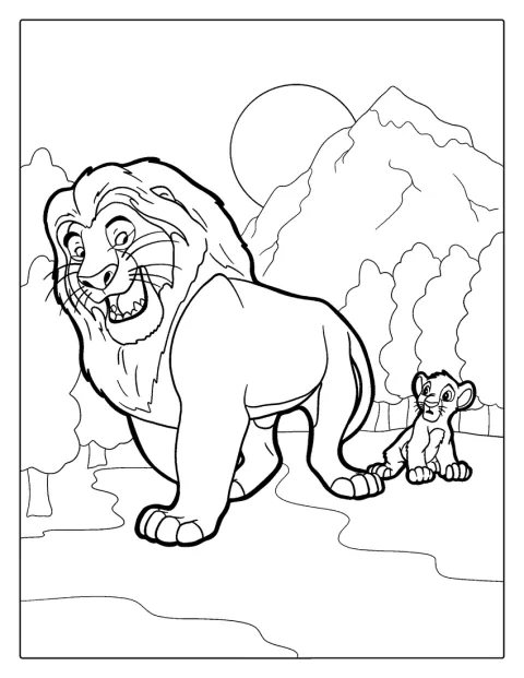 Simba syns tillsammans med figurer från Lejonkungen.
