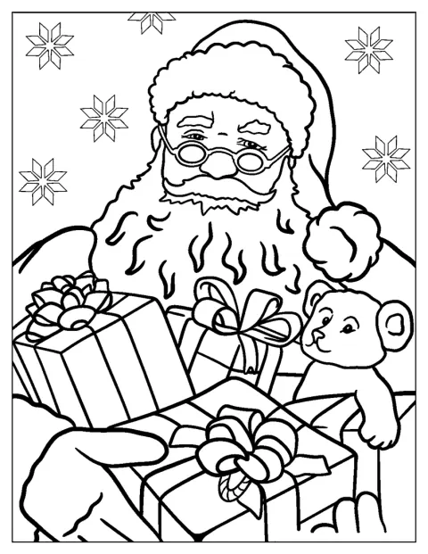 Papá Noel carga un saco lleno de regalos durante la Navidad.