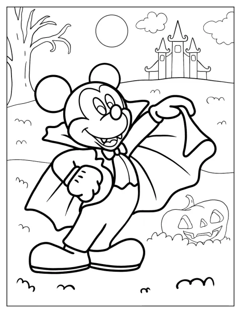 Mickey Mouse poartă un costum de vampir pentru Halloween.