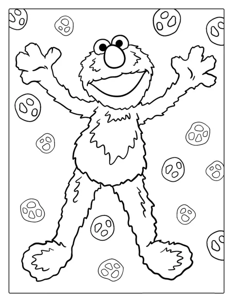 Un contorno sencillo de Elmo muestra al personaje de pie.