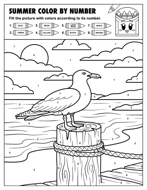 Una gaviota está de pie en un muelle junto al agua.