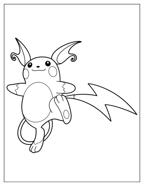Raichu steht in einer schlichten Umrisszeichnung.