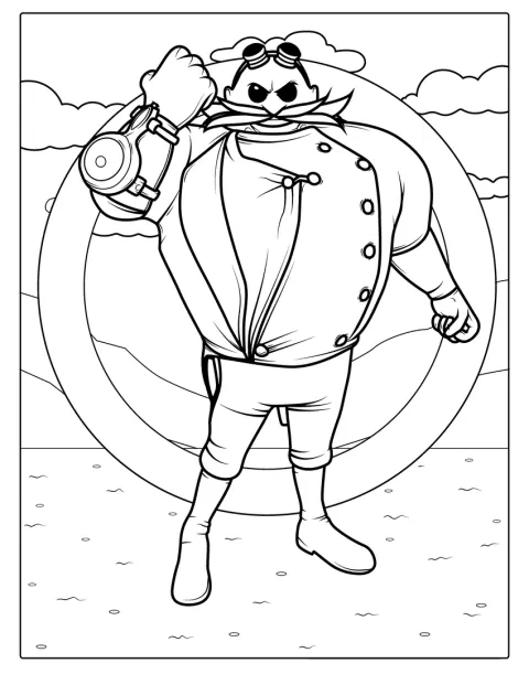 Doktor Eggman pozuje jako złoczyńca z gier o Sonicu.