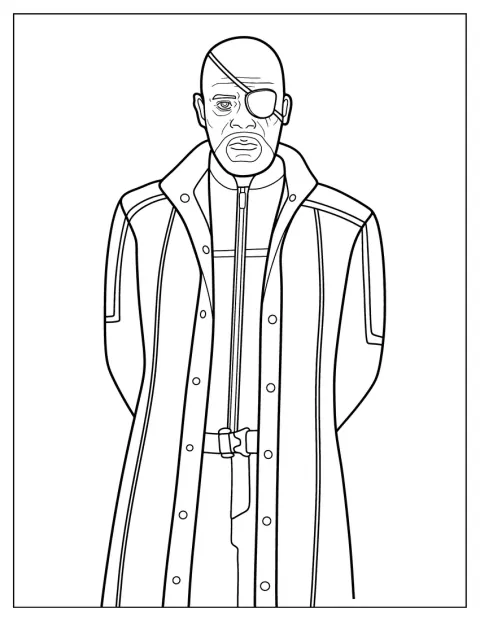 Nick Fury poseeraa Avengersin johtajana.
