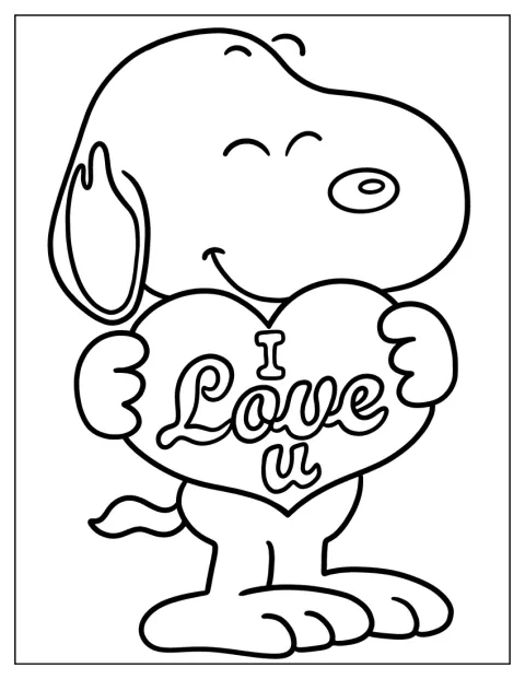 Snoopy segura uma placa com a mensagem «Amo-te».