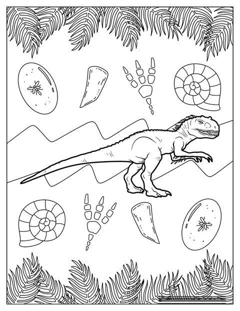 L’Indominus Rex est montré de profil.