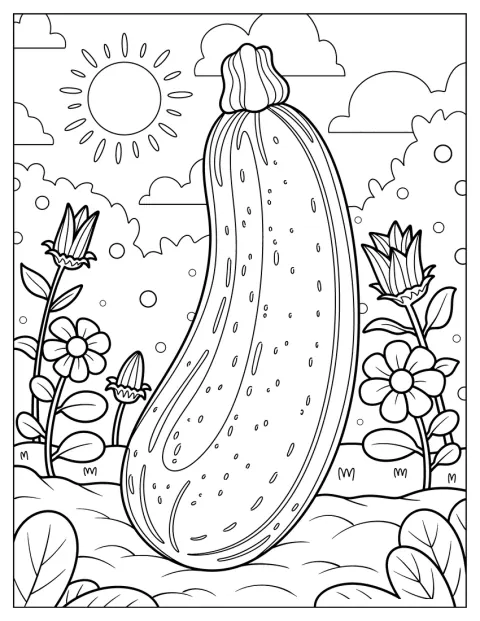 Une courgette détaillée s’étend sous un soleil radieux.