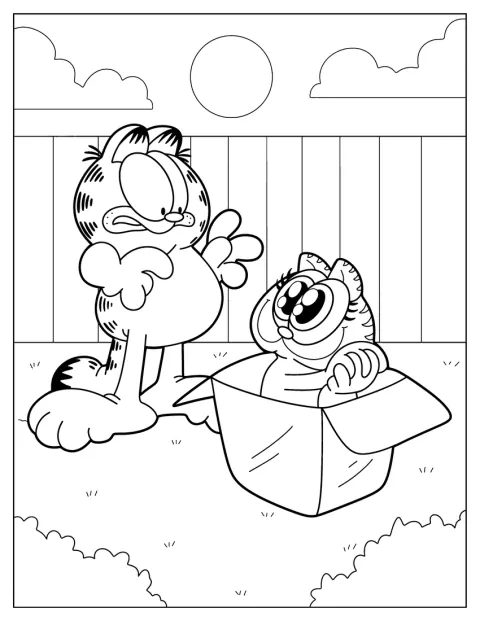 Nermal verrast Garfield terwijl ze samen staan.