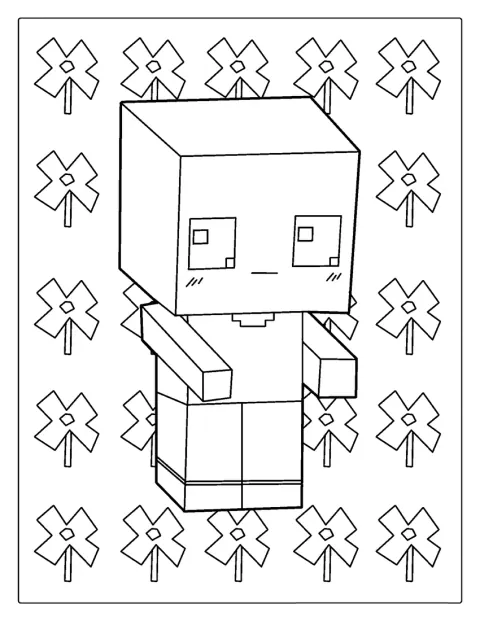 Cute Kawaii Minecraft Steve For Coloring