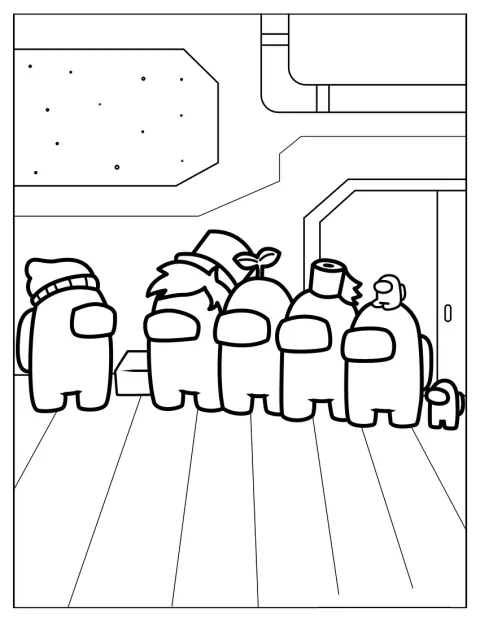 En flok søde Among Us-crewmates står tæt sammen.