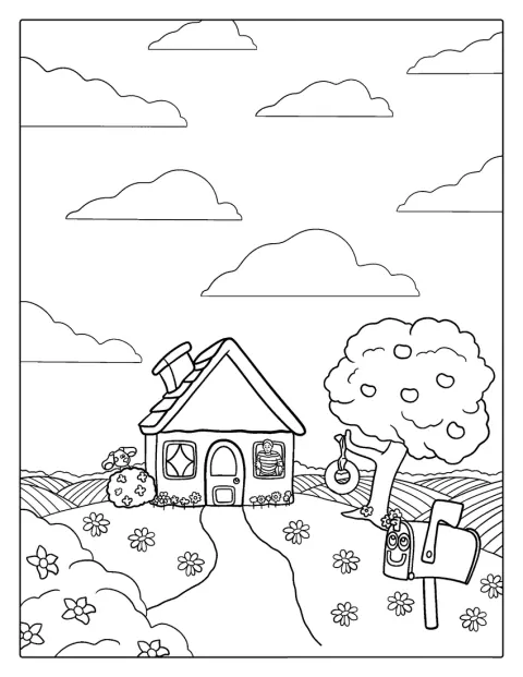 Blue’s Clues -sarjan talo näkyy kuvassa.