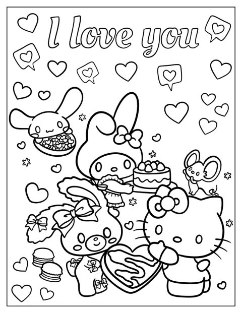 Hello Kitty, My Melody et leurs amis célèbrent la Saint-Valentin ensemble.