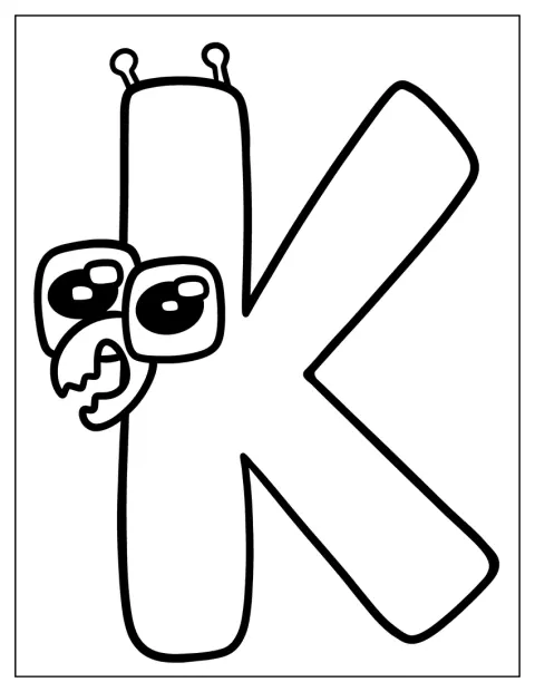 Una letra K de estilo simpático aparece en una ilustración sencilla para preescolar.