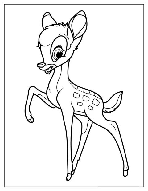 Bambi aparece de pie en un dibujo sencillo para los más pequeños.