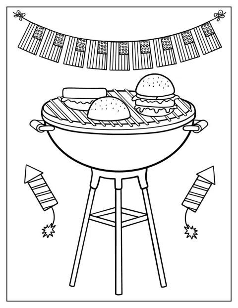 Mensen grillen eten tijdens de viering van Onafhankelijkheidsdag.