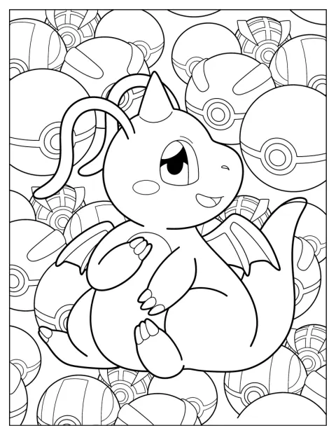 Mały Dragonite w stylu kawaii wygląda wyjątkowo słodko.