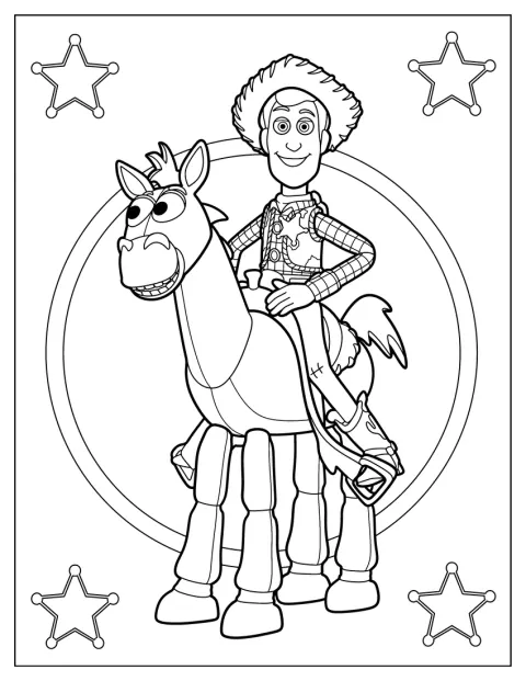 Woody cavalca Bullseye mentre il cavallo corre.