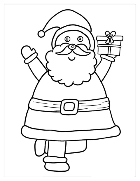 O Pai Natal surge de frente com um contorno simples e fácil de reconhecer.