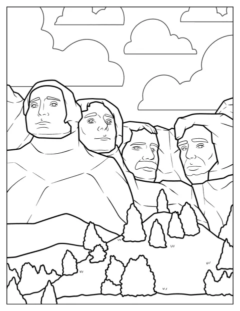 Los rostros esculpidos del monumento nacional del Monte Rushmore aparecen en la montaña.