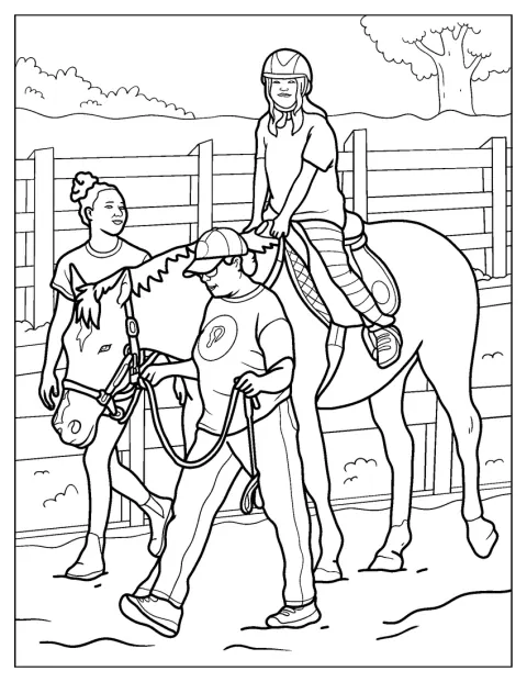 Una persona partecipa a una sessione di equitazione terapeutica a cavallo.