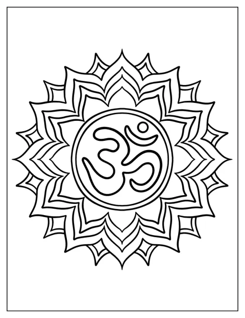 Yksinkertainen Sahasrara-kruunuchakran symboli on kuvion keskellä.