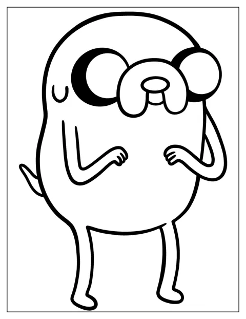 Finn, el perro de Hora de Aventuras, aparece con un contorno sencillo.