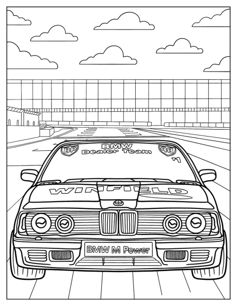 La BMW 745i E23 est représentée de face.