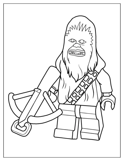 Chewbacca stoi i pokazuje swoje kudłate futro.