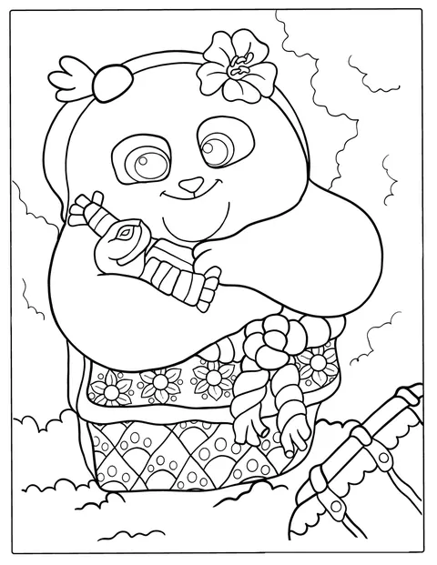 Po, il panda di Kung Fu Panda, è raffigurato in posa.