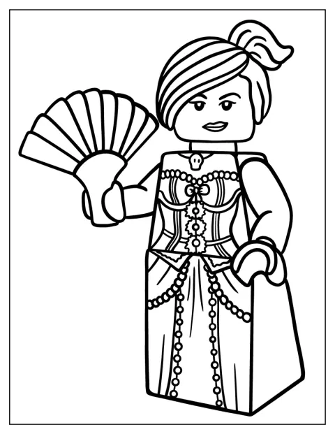 Lucy Wyldstyle fra LEGO står med et sødt, tegneserieagtigt udtryk.