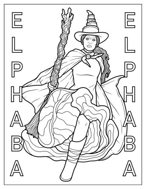 Elphaba corre con su capa ondeando a su espalda.