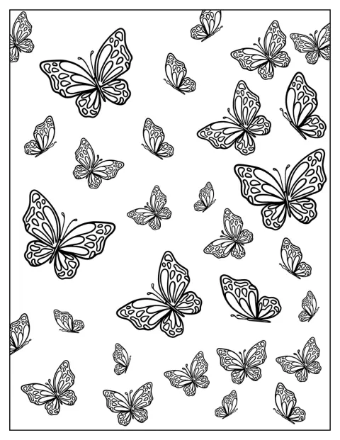 たくさんのちょうちょが、あちこちをひらひら飛んでいます。