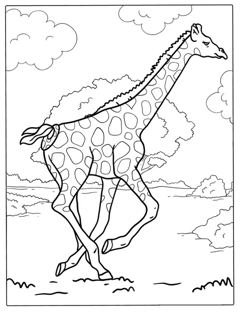 Kirahvi juoksee villissä luonnossa.
