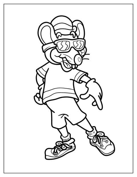 Chuck E. Cheese har solbriller på.