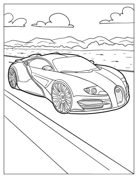 Une Bugatti EB Concept circule sur la route.