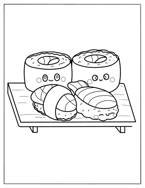 Maki og temari ligger side om side på et trefat.