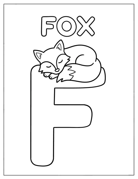 Ein Fuchs steht neben dem Buchstaben F.