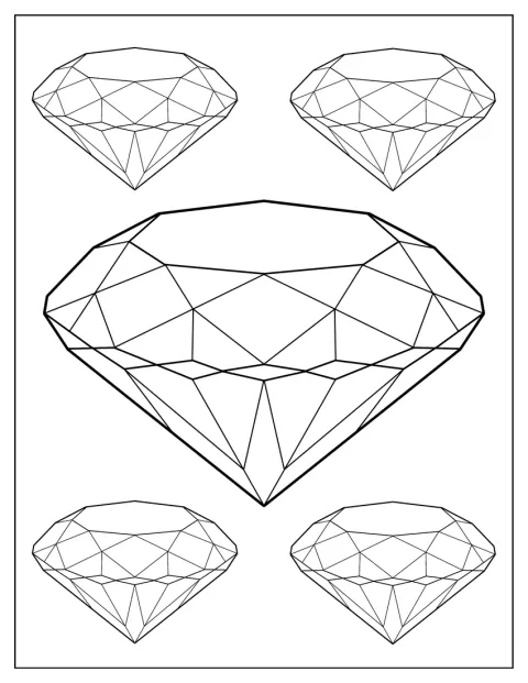 Varios diamantes redondos de formas sencillas están dispuestos en la imagen.