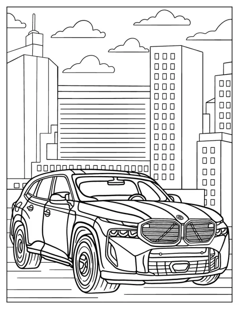 BMW XM Label Red z roku 2024 stojí v městském prostředí.