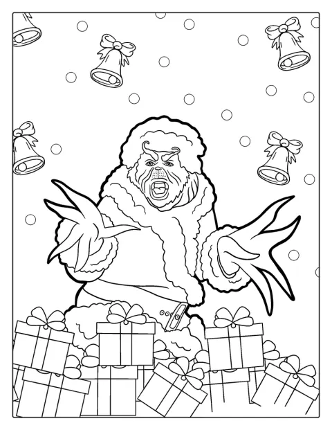 Le Grinch adopte une pose comique.