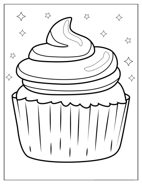 Vanilla Cupcake Coloring Sheet