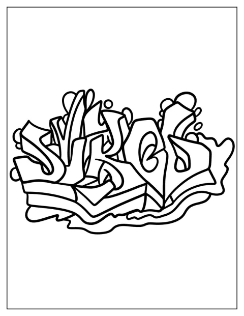 Stylizowane litery tworzą prostą kompozycję wildstyle.