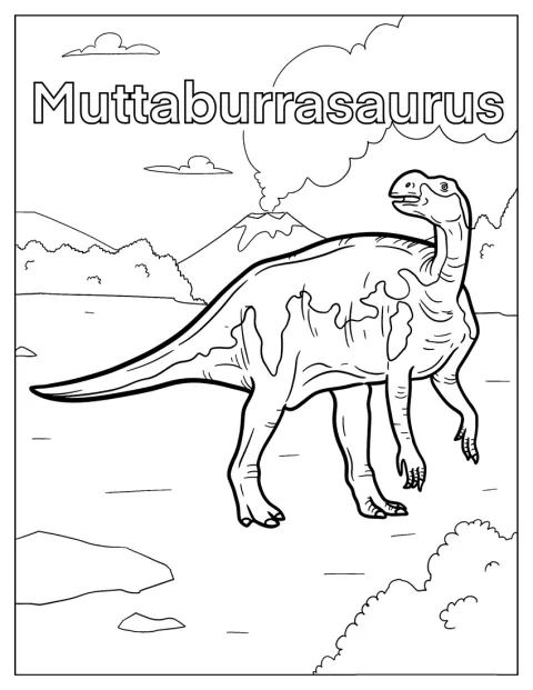 En Muttaburrasaurus står utenfor skogen.