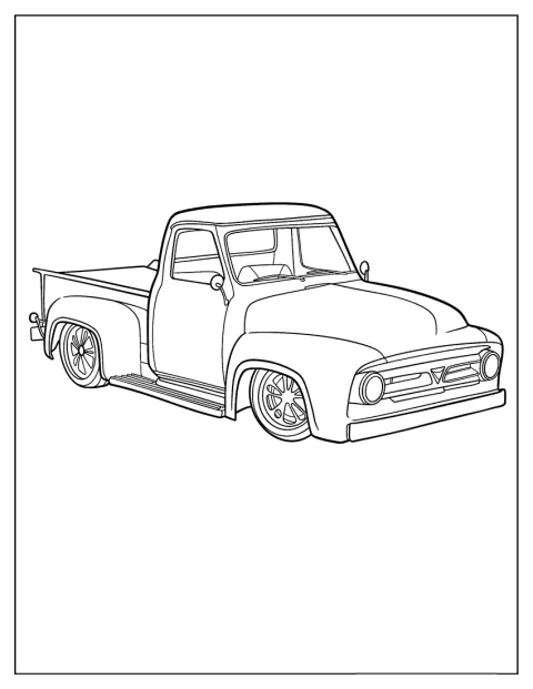 En klassisk Ford F-Series-pickup står på en öppen plats.