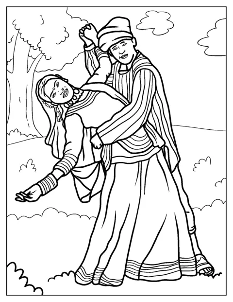 Realistic Coloring Page of Bollywood Dancers