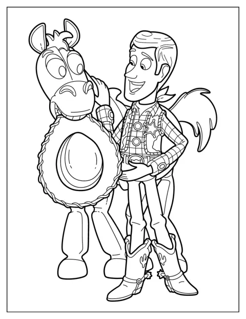 Bullseye Biting Hat Of Woody Coloring Page